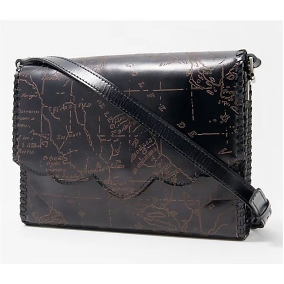 Patricia Nash Leather Sarola Crossbody Black Map - Picture 1 of 14
